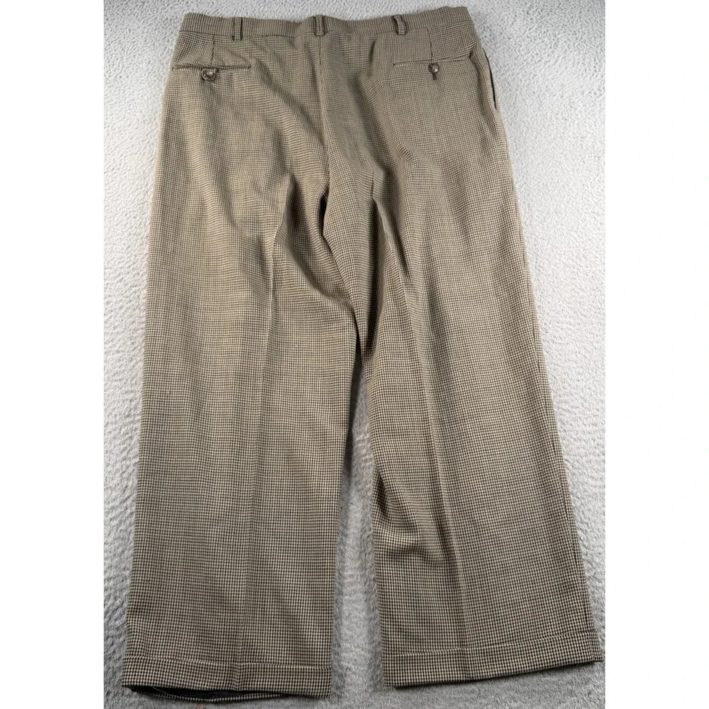VTG Polo Ralph Lauren Pants Mens 36x26 Beige Houndstooth Cuffed Pleated 80s